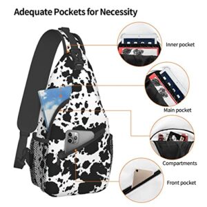 pwakvom Cow Print Sling Bag Crossbody Sling Backpack Travel Hiking Daypack Chest Bags Shoulder Bag For Women Men