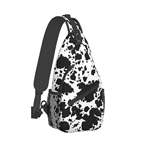 pwakvom Cow Print Sling Bag Crossbody Sling Backpack Travel Hiking Daypack Chest Bags Shoulder Bag For Women Men