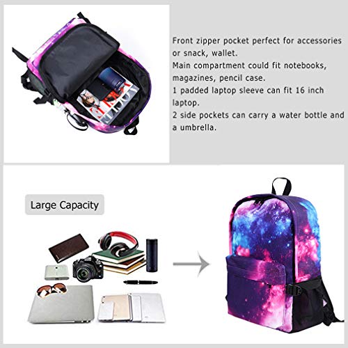 E-Clover Galaxy Backpack for Girls/Women/Men Lightweight School Backpacks Bookbag for Boys Waterproof Travel Daypack Purple Christmas Gift