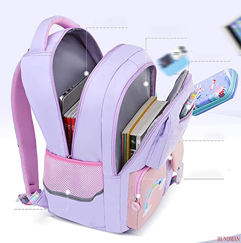 BUNDMAN Pruple Backpack, Kawaii Backpacks in for Teen Girls School Aesthetic Backpack with Cute Kawaii Backpack for school girls