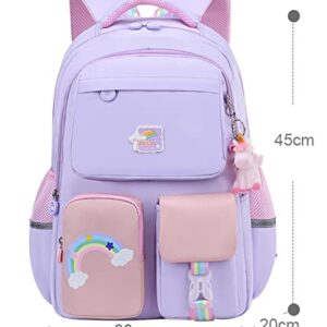 BUNDMAN Pruple Backpack, Kawaii Backpacks in for Teen Girls School Aesthetic Backpack with Cute Kawaii Backpack for school girls