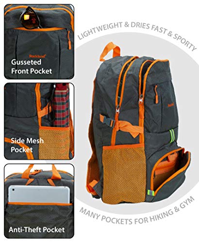 Rockland Packable Stowaway Backpack, Charcoal, Large