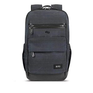 solo new york highland boyd laptop backpack, navy/black plaid