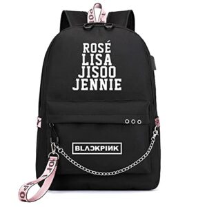 crivox kpop backpack lisa rose jisoo jennie backpack laptop backpack with usb charging port travel outdoor daypack for girls