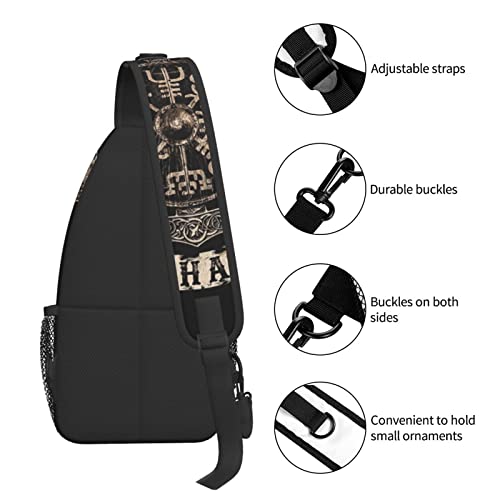 Viking Vegvisir Shield Crossbody Bag Unisex Shoulder Sling Backpack Chest Bag One Strap Backpack Lightweight Travel Hiking Daypack for Men Women Casual Shopping Sport