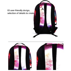 Galaxy Cat Printed School Backpack Lightweight Shoulder Bag for Teen Girls Blue
