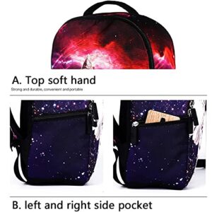 Galaxy Cat Printed School Backpack Lightweight Shoulder Bag for Teen Girls Blue