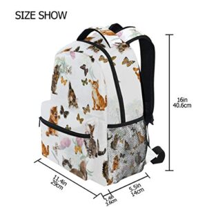 Nander Backpack Travel Lovely Cat Flower Butterfly School Bookbags College Bag for Womens Mens Boys Girls