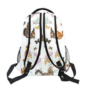 Nander Backpack Travel Lovely Cat Flower Butterfly School Bookbags College Bag for Womens Mens Boys Girls