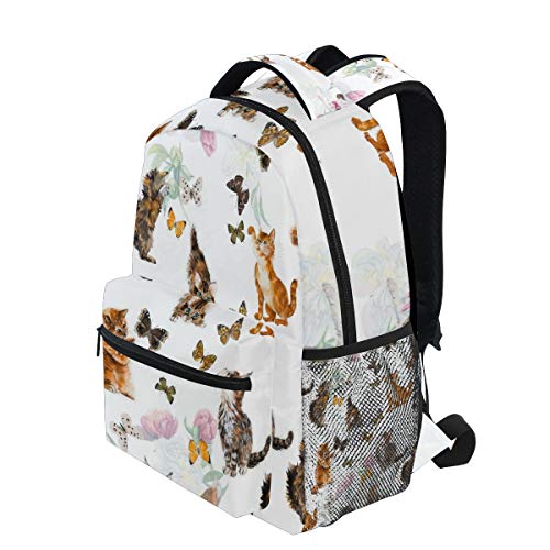 Nander Backpack Travel Lovely Cat Flower Butterfly School Bookbags College Bag for Womens Mens Boys Girls