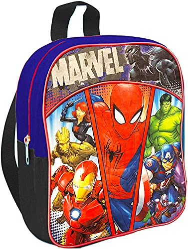 Marvel Shop Super Hero Mini Backpack 3 Pc Bundle With 11 inch Avengers Superhero School Bag For Boys, Toddlers, Kids, Avengers Stickers And More | Marvel School Supplies