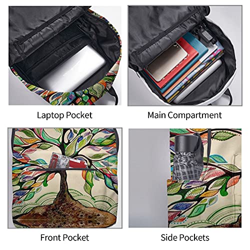 FeHuew 16 inch backpack Vintage Tree of Life Laptop Backpack Full Print School Bookbag Shoulder Bag for Travel Daypack