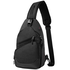 vaschy sling bag for men women, water resistant one strap over the shoulder cross body backpack chest bag for hiking/travel/outdoor black
