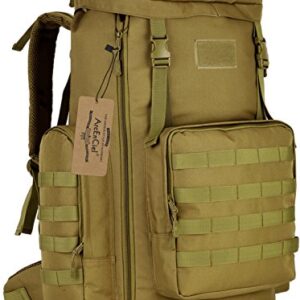 ArcEnCiel Hiking Daypacks 70-85L Tactical Travel Backpack MOLLE Rucksack Large Capacity Outdoor Bag for Travelling Trekking Camping Hunting - Rain Cover Included (Coyote Brown)