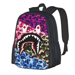 oyleames shark teeth camo backpacks travel laptop daypack big capacity bookbag fashionable and durable