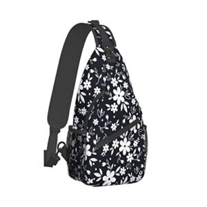 gtevuts navy blue floral crossbody bags for women men, fashion stylish funny sling bag backpack daypack lightweight chest bag daypack hiking hiking cycling casual shoulder bags , small