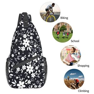 GTEVUTS Navy Blue Floral Crossbody Bags for Women Men, Fashion Stylish Funny Sling Bag Backpack Daypack Lightweight Chest Bag Daypack Hiking Hiking Cycling Casual Shoulder Bags , Small