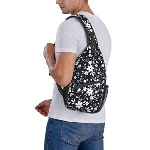 GTEVUTS Navy Blue Floral Crossbody Bags for Women Men, Fashion Stylish Funny Sling Bag Backpack Daypack Lightweight Chest Bag Daypack Hiking Hiking Cycling Casual Shoulder Bags , Small