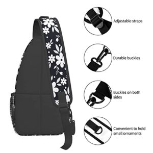 GTEVUTS Navy Blue Floral Crossbody Bags for Women Men, Fashion Stylish Funny Sling Bag Backpack Daypack Lightweight Chest Bag Daypack Hiking Hiking Cycling Casual Shoulder Bags , Small