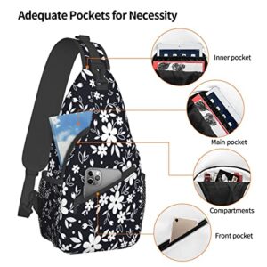 GTEVUTS Navy Blue Floral Crossbody Bags for Women Men, Fashion Stylish Funny Sling Bag Backpack Daypack Lightweight Chest Bag Daypack Hiking Hiking Cycling Casual Shoulder Bags , Small