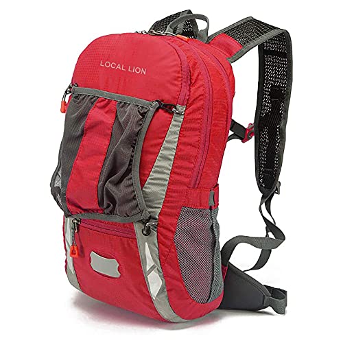 LOCALLION 20L Hiking Daypack Ultralight Bike Rucksack Backpack Outdoor Sports Daypack for Running (red)