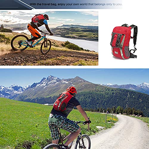 LOCALLION 20L Hiking Daypack Ultralight Bike Rucksack Backpack Outdoor Sports Daypack for Running (red)