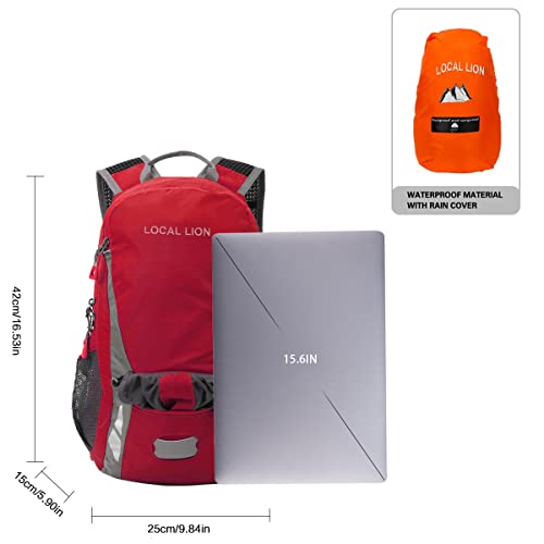 LOCALLION 20L Hiking Daypack Ultralight Bike Rucksack Backpack Outdoor Sports Daypack for Running (red)