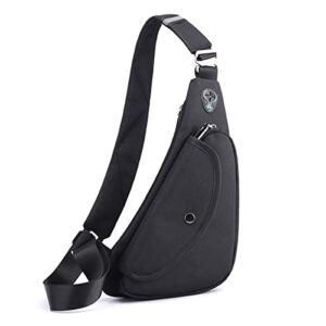 sling bag slim shoulder bag personal pocket bag small backpack crossbody chest bags for travel hiking casual daypack (black)