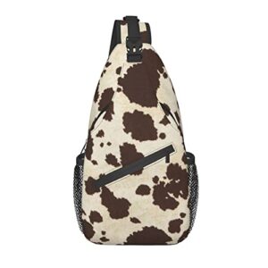 mumuyun sling bag, brown cowhide print crossbody sling backpack for casual shoulder women and men