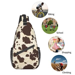 MuMuYun Sling Bag, brown cowhide print Crossbody Sling Backpack for Casual Shoulder Women And Men