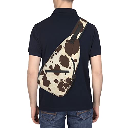 MuMuYun Sling Bag, brown cowhide print Crossbody Sling Backpack for Casual Shoulder Women And Men