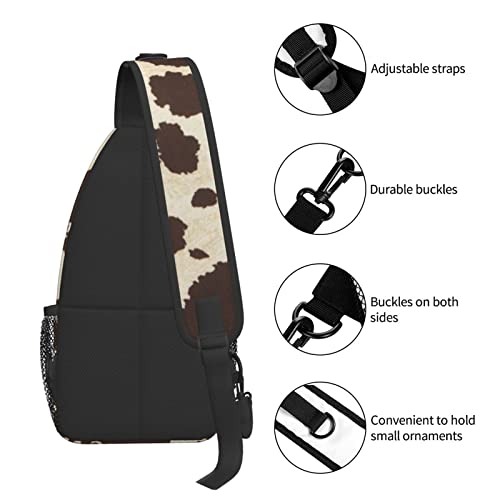 MuMuYun Sling Bag, brown cowhide print Crossbody Sling Backpack for Casual Shoulder Women And Men