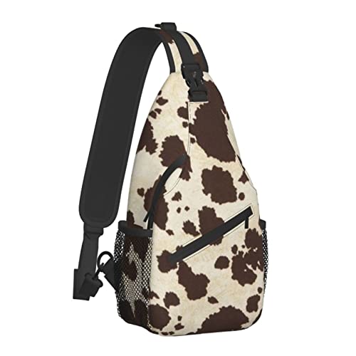 MuMuYun Sling Bag, brown cowhide print Crossbody Sling Backpack for Casual Shoulder Women And Men