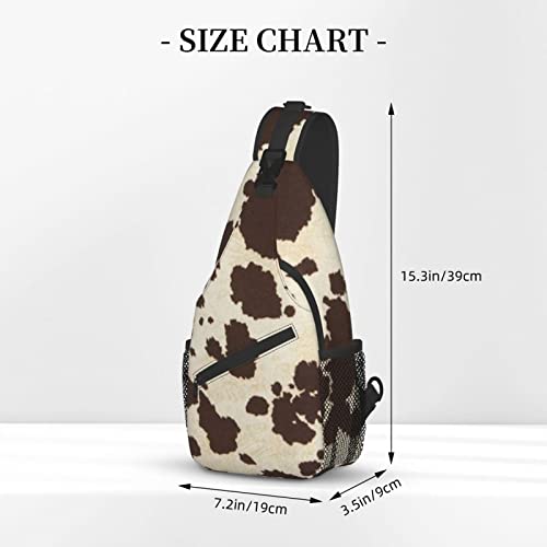 MuMuYun Sling Bag, brown cowhide print Crossbody Sling Backpack for Casual Shoulder Women And Men