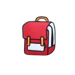 3d jump style comic book bag, 2d cartoon drawing backpack, creative anime cartoon school bag for school students girls (red)
