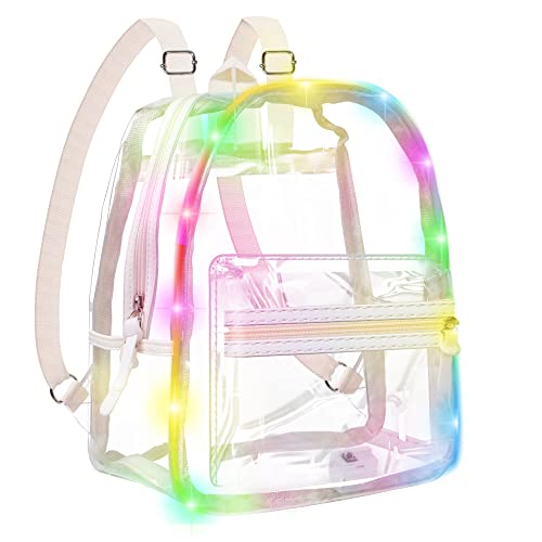 Mytium Clear Backpack,Transparent Backpack with Led lights See Through Backpack for Kids Adult School,Sport,Travel,Stadium-Large