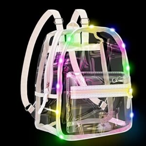 Mytium Clear Backpack,Transparent Backpack with Led lights See Through Backpack for Kids Adult School,Sport,Travel,Stadium-Large