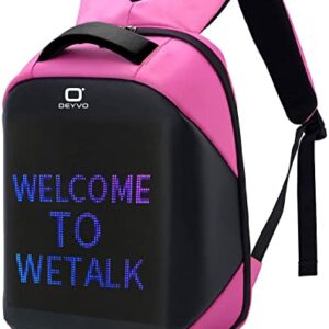 DEYVO Pink Smart LED Backpack, Customizable Laptop Backpack, Travel Laptop Backpack For Adult and College Students. Need Plug in the power bank to use,15.5Inch laptop.18L