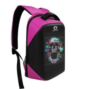 DEYVO Pink Smart LED Backpack, Customizable Laptop Backpack, Travel Laptop Backpack For Adult and College Students. Need Plug in the power bank to use,15.5Inch laptop.18L