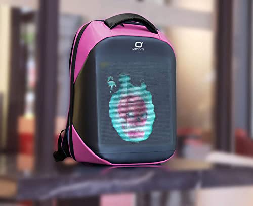 DEYVO Pink Smart LED Backpack, Customizable Laptop Backpack, Travel Laptop Backpack For Adult and College Students. Need Plug in the power bank to use,15.5Inch laptop.18L