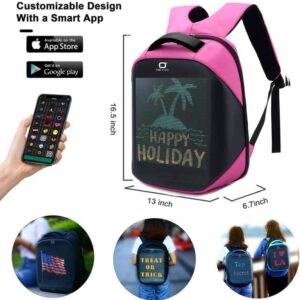 DEYVO Pink Smart LED Backpack, Customizable Laptop Backpack, Travel Laptop Backpack For Adult and College Students. Need Plug in the power bank to use,15.5Inch laptop.18L