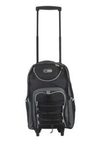 double handle rolling backpack with mesh / multi-pockets (black)