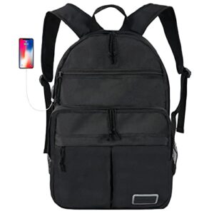 Travel Laptop Backpack for Men Waterproof College School Backpacks for Teen Girls with USB Charging Port Work Business Fits 15.6 Inch Notebooks Computer Bag Anti Theft Bagpacks for Women-Black