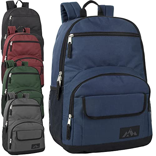 Trail maker Bulk Backpacks for Kids, Adults 24 Pack Wholesale Multipocket Backpacks for School in Bulk with Padded Straps (Boys Color Pack)