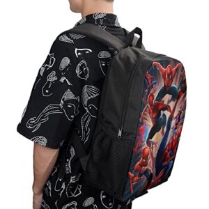 Vonpcaty Cartoon Backpack Set With Black Lunch Box for Boys Girls, Lightweight Laptop Travel Bag Waterproof Bookbag, 17 Inch