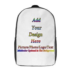 custom laptop backpack customized personalized picture/text photo travel knapsack, unisex men women casual backpack, 17″