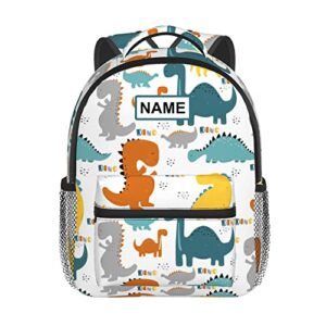 Giabmiag Custom 12 Inch Dinosaurs Preschool Backpack for Toddler Boy Girl Personalized Customized Toddler Lightweight Bookbag with Chest Strap