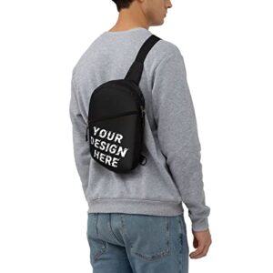 Custom Sling Bags With You Logo Text Picture Personalized Chest Bags Travel Business Shopping Sport MensCustom Chest Bags, Black