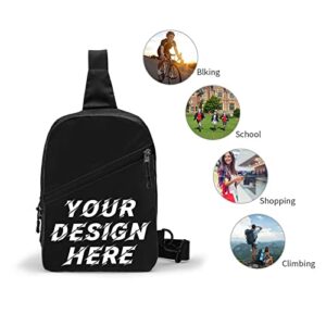 Custom Sling Bags With You Logo Text Picture Personalized Chest Bags Travel Business Shopping Sport MensCustom Chest Bags, Black