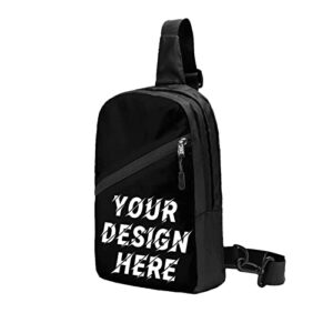 Custom Sling Bags With You Logo Text Picture Personalized Chest Bags Travel Business Shopping Sport MensCustom Chest Bags, Black